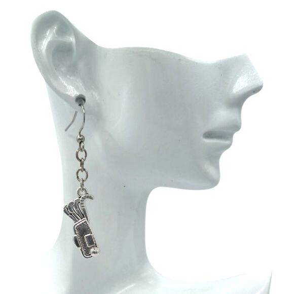 Golf Bag Dangle Earrings – Golf Lover Jewelry - Picture 2 of 3